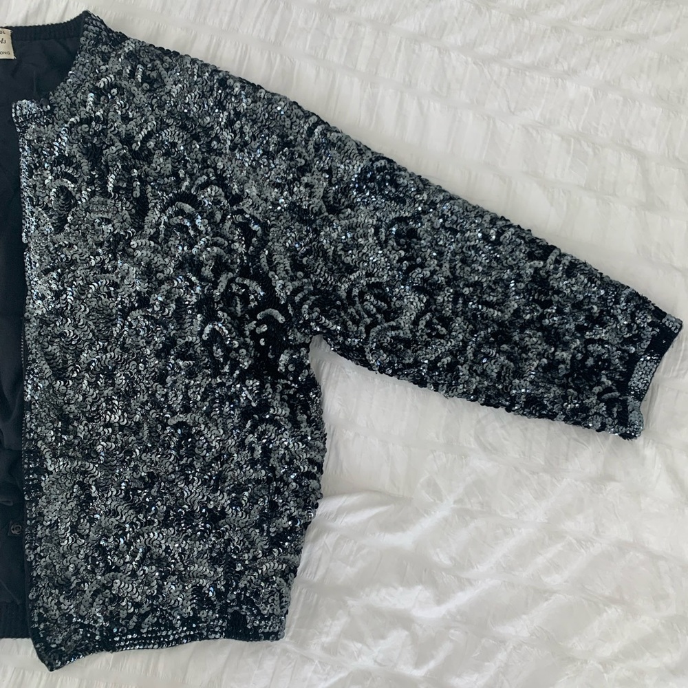 NWT vintage sequin bomber style zip jacket - size XS/S - Picture 2 of 6